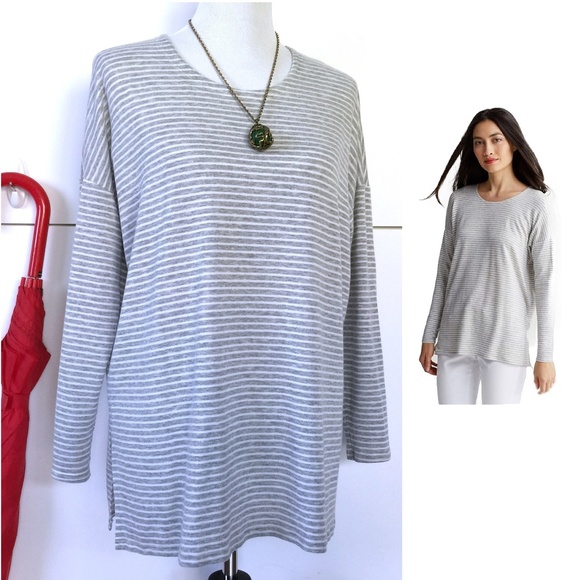 Eileen Fisher Tops - Eileen Fisher Striped Roung Neck Top Sz S
